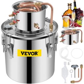 VEVOR Alcohol Still 5 Gal 21L Stainless Steel Water Alcohol Distiller Copper Tube Home Brewing Kit Build-in Thermometer for DIY Whisky Wine Brand