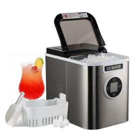 Countertop Ice Maker with 9 Bullet Ice in 7 Mins, Portable Ice Machine with Ice Scoop and Basket , 26.5lbs/24H, Self-Cleaning,Stainless