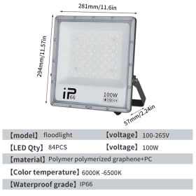 LED Floodlight, Outdoor Waterproof Strong Light, Ultra Bright Construction Site Factory RV Room Searchlight, Outdoor High-power Lighting Lamp (Option: 100W)