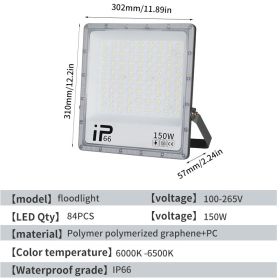 LED Floodlight, Outdoor Waterproof Strong Light, Ultra Bright Construction Site Factory RV Room Searchlight, Outdoor High-power Lighting Lamp (Option: 150W)