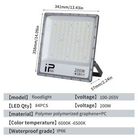 LED Floodlight, Outdoor Waterproof Strong Light, Ultra Bright Construction Site Factory RV Room Searchlight, Outdoor High-power Lighting Lamp (Option: 200W)